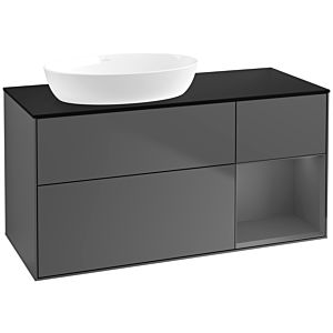 Villeroy und Boch Finion Waschtischunterschrank FA52GKGK 120cm, Abdeckplatte black matt, Regale Anthracite matt lacquer, Anthracite matt
