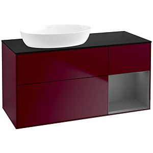 Villeroy et Boch Finion Villeroy et Boch FA52GKHB 120cm, plaque de recouvrement noir mat, étagères laqué anthracite mat, Peony Matt