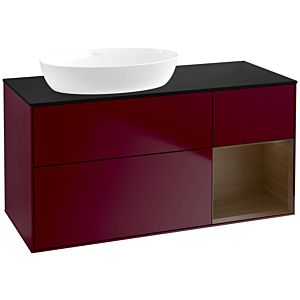 Villeroy et Boch Finion Villeroy et Boch FA52GNHB 120cm, plaque de recouvrement noir mat, étagères Walnut Veneer , Peony Matt