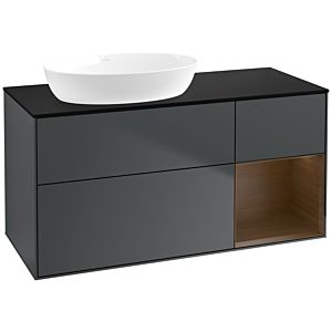 Villeroy et Boch Finion Villeroy et Boch FA52GNHG 120cm, plaque de recouvrement noir mat, étagères Walnut Veneer , Midnight Blue Matt Lacquer