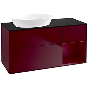 Villeroy et Boch Finion Villeroy et Boch FA52HBHB 120cm, plaque de recouvrement noire mate, étagères en laque matte Peony , Peony Matt