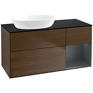 Villeroy and Boch Finion Villeroy and Boch Finion FA52HGGN 120cm, cover plate black matt, shelves midnight matt lacquer, walnut veneer