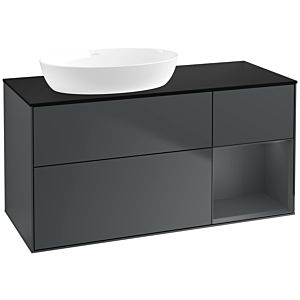 Villeroy und Boch Finion Waschtischunterschrank FA52HGHG 120cm, Abdeckplatte black matt, Regale Midnight matt lacquer, Midnight Blue Matt Lacquer