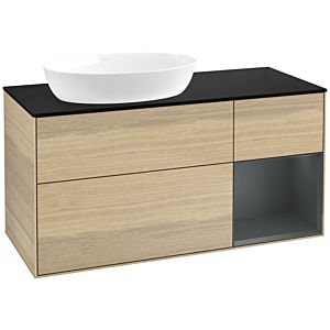 Villeroy und Boch Finion Waschtischunterschrank FA52HGPC 120cm, Abdeckplatte black matt, Regale Midnight matt lacquer, Oak Veneer