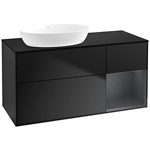 Villeroy und Boch Finion Waschtischunterschrank FA52HGPD 120cm, Abdeckplatte black matt, Regale Midnight matt lacquer, Black matt lacquer
