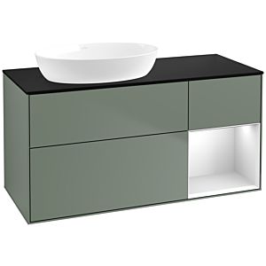 Villeroy and Boch Finion Villeroy and Boch Finion FA52MTGM 120cm, cover plate black matt, shelves white matt lacquer, Olive Matt Lacquer