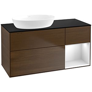 Villeroy and Boch Finion Villeroy and Boch Finion FA52MTGN 120cm, cover plate black matt, shelves white matt lacquer, walnut veneer