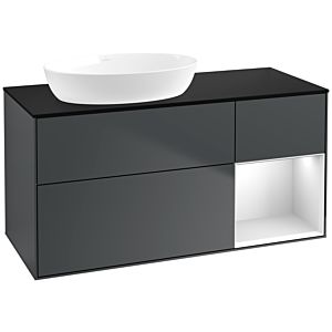 Villeroy und Boch Finion Waschtischunterschrank FA52MTHG 120cm, Abdeckplatte black matt, Regale White matt lacquer, Midnight Blue Matt Lacquer