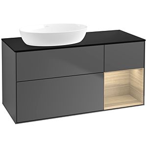 Villeroy et Boch Finion Villeroy et Boch FA52PCGK 120cm, plaque de recouvrement noir mat, étagères Oak Veneer , anthracite mat