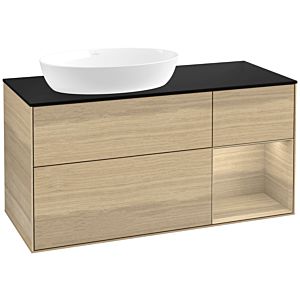 Villeroy et Boch Finion Villeroy et Boch FA52PCPC 120cm, plaque de recouvrement noir mat, étagères Oak Veneer , Oak Veneer