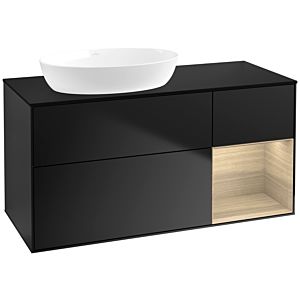 Villeroy und Boch Finion Waschtischunterschrank FA52PCPD 120cm, Abdeckplatte black matt, Regale Oak Veneer, Black matt lacquer