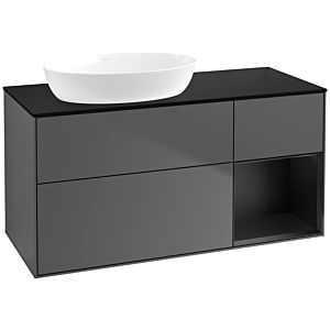 Villeroy und Boch Finion Waschtischunterschrank FA52PDGK 120cm, Abdeckplatte black matt, Regale Black matt lacquer, Anthracite matt