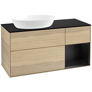 Villeroy und Boch Finion Waschtischunterschrank FA52PDPC 120cm, Abdeckplatte black matt, Regale Black matt lacquer, Oak Veneer