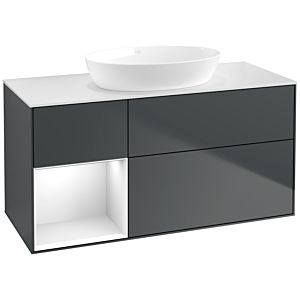 Villeroy und Boch Finion Waschtischunterschrank FA61GFHG 120cm, Abdeckplatte white matt, Regale Glossy white lacquer, Midnight Blue Matt Lacquer