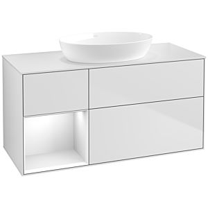 Villeroy und Boch Finion Waschtischunterschrank FA61GFMT 120cm, Abdeckplatte white matt, Regale Glossy white lacquer, White matt lacquer