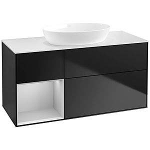 Villeroy und Boch Finion Waschtischunterschrank FA61GJPD 120cm, Abdeckplatte white matt, Regale Light grey matt lacquer, Black matt lacquer