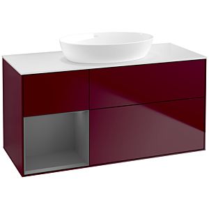 Villeroy et Boch Finion Villeroy et Boch FA61GKHB 120cm, plaque de recouvrement blanc mat, étagères laqué mat anthracite, Peony Matt