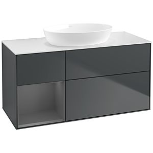 Villeroy et Boch Finion Villeroy et Boch FA61GKHG 120cm, plaque de recouvrement blanc mat, étagères laqué mat anthracite, Midnight Blue Matt Lacquer
