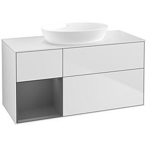 Villeroy und Boch Finion Waschtischunterschrank FA61GKMT 120cm, Abdeckplatte white matt, Regale Anthracite matt lacquer, White matt lacquer