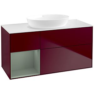 Villeroy et Boch Finion Villeroy et Boch FA61GMHB 120cm, plaque de recouvrement blanc mat, étagères laqué olive mat, Peony Matt