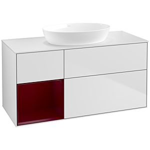 Villeroy und Boch Finion Waschtischunterschrank FA61HBMT 120cm, Abdeckplatte white matt, Regale Peony matt lacquer, White matt lacquer