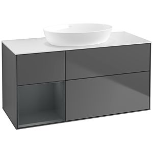 Villeroy et Boch Finion Villeroy et Boch FA61HGGK 120cm, plaque de recouvrement blanc mat, étagères laqué mat Midnight, anthracite mat