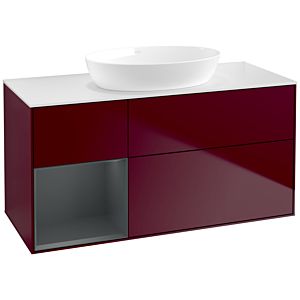 Villeroy et Boch Finion Villeroy et Boch FA61HGHB 120cm, plaque de recouvrement blanc mat, étagères laqué mat Midnight, Peony Matt