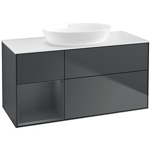 Villeroy und Boch Finion Waschtischunterschrank FA61HGHG 120cm, Abdeckplatte white matt, Regale Midnight matt lacquer, Midnight Blue Matt Lacquer