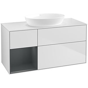 Villeroy und Boch Finion Waschtischunterschrank FA61HGMT 120cm, Abdeckplatte white matt, Regale Midnight matt lacquer, White matt lacquer