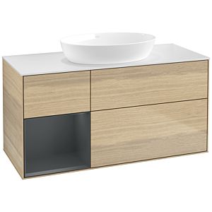 Villeroy and Boch Finion Villeroy and Boch Finion FA61HGPC 120cm, cover plate white matt, shelves midnight matt lacquer, Oak Veneer