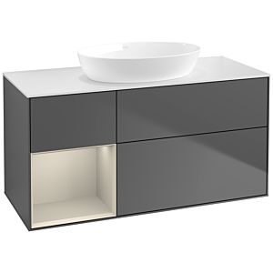 Villeroy and Boch Finion Villeroy and Boch Finion FA61HHGK 120cm, cover plate white matt, shelves sand matt lacquer, anthracite matt