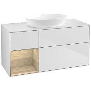 Villeroy und Boch Finion Waschtischunterschrank FA61PCMT 120cm, Abdeckplatte white matt, Regale Oak Veneer, White matt lacquer