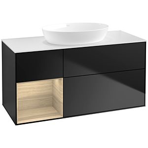 Villeroy und Boch Finion Waschtischunterschrank FA61PCPD 120cm, Abdeckplatte white matt, Regale Oak Veneer, Black matt lacquer