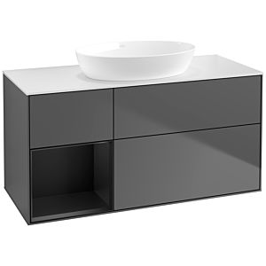 Villeroy and Boch Finion Villeroy and Boch Finion FA61PDGK 120cm, cover plate white matt, shelves black matt lacquer, anthracite matt