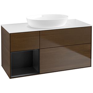Villeroy and Boch Finion Villeroy and Boch Finion FA61PDGN 120cm, cover plate white matt, shelves black matt lacquer, walnut veneer