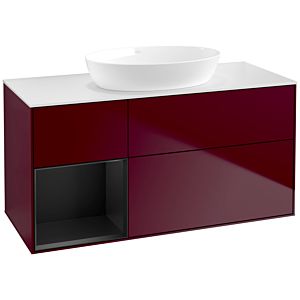 Villeroy und Boch Finion Waschtischunterschrank FA61PDHB 120cm, Abdeckplatte white matt, Regale Black matt lacquer, Peony Matt