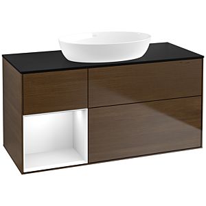 Villeroy and Boch Finion Villeroy and Boch Finion FA62GFGN 120cm, cover plate black matt, shelves Glossy white lacquer, walnut veneer