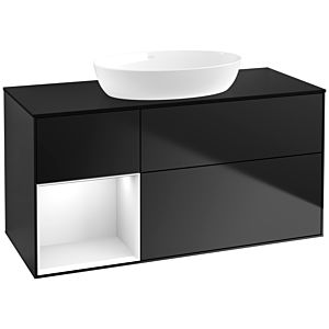 Villeroy and Boch Finion Villeroy and Boch Finion FA62GFPD 120cm, cover plate black matt, shelves Glossy white lacquer, black matt lacquer