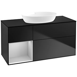 Villeroy und Boch Finion Waschtischunterschrank FA62GJPD 120cm, Abdeckplatte black matt, Regale Light grey matt lacquer, Black matt lacquer
