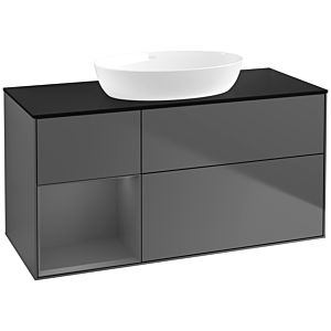 Villeroy und Boch Finion Waschtischunterschrank FA62GKGK 120cm, Abdeckplatte black matt, Regale Anthracite matt lacquer, Anthracite matt