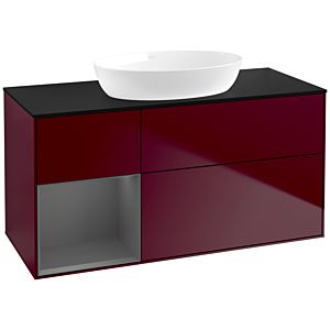 Villeroy et Boch Finion Villeroy et Boch FA62GKHB 120cm, plaque de recouvrement noir mat, étagères laqué mat anthracite, Peony Matt