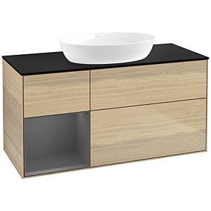 Villeroy et Boch Finion Villeroy et Boch FA62GKPC 120cm, plaque de recouvrement noir mat, étagères laqué mat anthracite, Oak Veneer