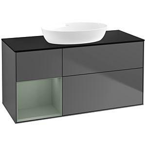 Villeroy and Boch Finion Villeroy and Boch Finion FA62GMGK 120cm, cover plate black matt, shelves olive matt lacquer, anthracite matt