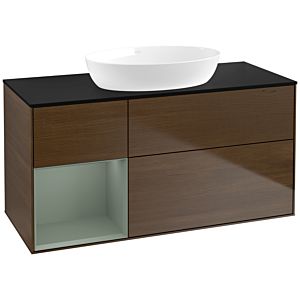 Villeroy and Boch Finion Villeroy and Boch Finion FA62GMGN 120cm, cover plate black matt, shelves olive matt lacquer, walnut veneer