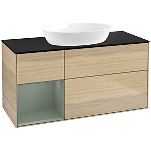 Villeroy and Boch Finion Villeroy and Boch Finion FA62GMPC 120cm, cover plate black matt, shelves olive matt lacquer, Oak Veneer