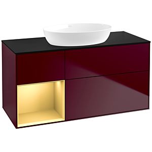 Villeroy und Boch Finion Waschtischunterschrank FA62HFHB 120cm, Abdeckplatte black matt, Regale Gold matt lacquer, Peony Matt