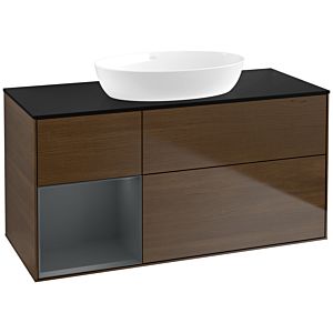 Villeroy and Boch Finion Villeroy and Boch Finion FA62HGGN 120cm, cover plate black matt, shelves midnight matt lacquer, walnut veneer