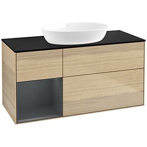 Villeroy und Boch Finion Waschtischunterschrank FA62HGPC 120cm, Abdeckplatte black matt, Regale Midnight matt lacquer, Oak Veneer