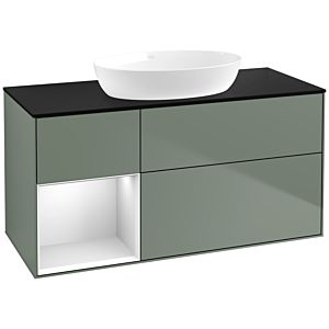 Villeroy and Boch Finion Villeroy and Boch Finion FA62MTGM 120cm, cover plate black matt, shelves white matt lacquer, Olive Matt Lacquer