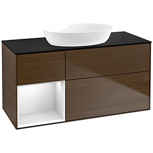 Villeroy and Boch Finion Villeroy and Boch Finion FA62MTGN 120cm, cover plate black matt, shelves white matt lacquer, walnut veneer
